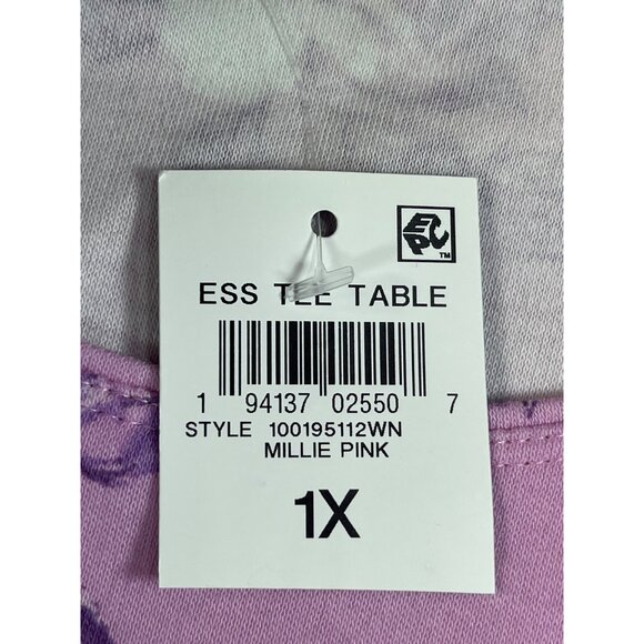 Style & Co Womens Floral Print Short Sleeve Tee 1X Millie Pink Made In Indonesia - Picture 9 of 9